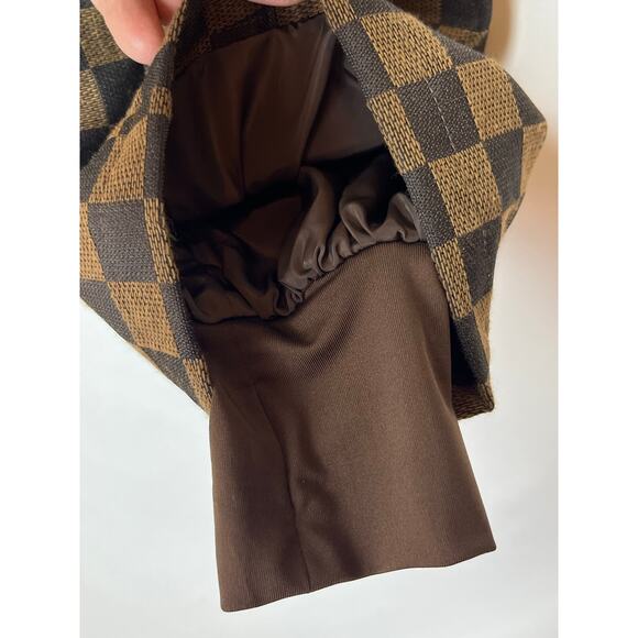 Judith March Womens Large Brown Checked Hooded Full 2 Way Zip Long Sleeve Jacket - Picture 7 of 9